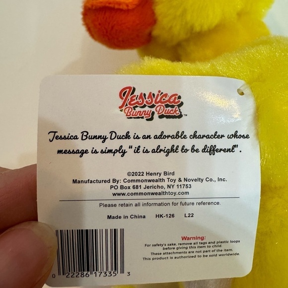 Jessica Bunny Duck BunnyDuck Plush 12” Yellow w/Tags Henry Bird - Picture 4 of 6